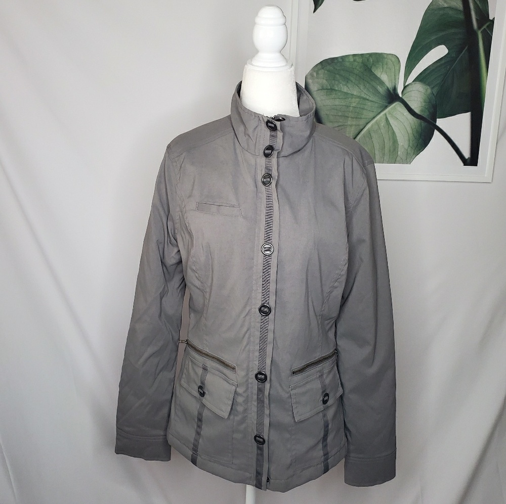 Prana Gray Heavy Jacket Utility Button Front - image 1